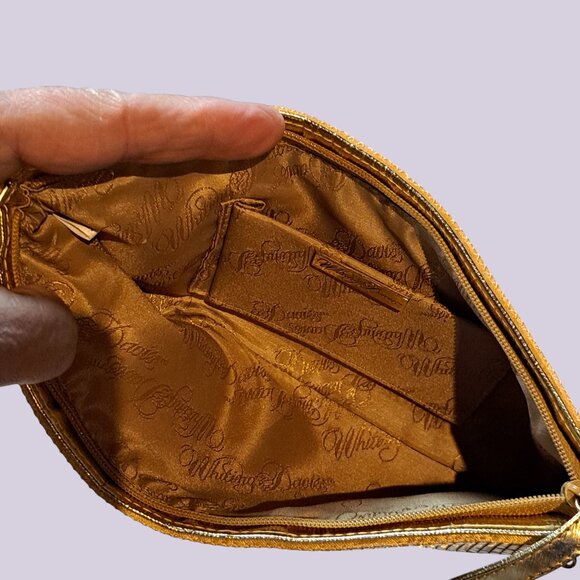 Vintage Whiting and Davis Metallic Metal Mesh Evening Bag Purse Gold Zipper - Picture 6 of 11